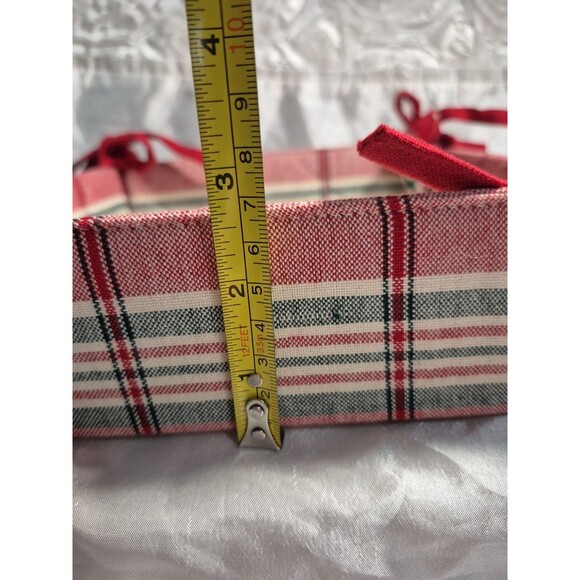 Park Designs Fabric Basket Or Liner Red/Green/Cream Plaid 8 x 8 - Picture 11 of 11